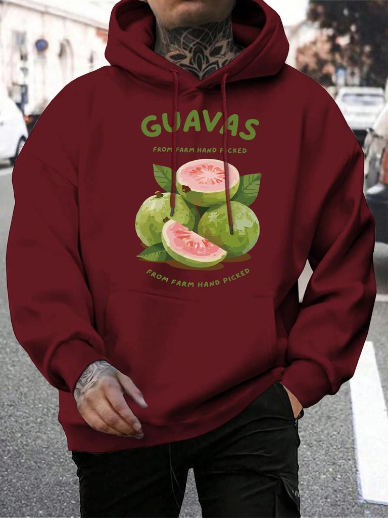 Guavas From Farm Hand Picked Print Men Hoodies Harajuku Multicolor Pullovers Fleece Soft Sportswears Casual Pocket Hoody Unisex