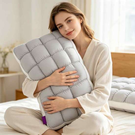 Cuscini Rinfrescanti Delicati sulla Pelle Mellow Puff Cloud Pillow, Ghiaccio?Rete trapuntata in seta per letto, morbida, anti-sudore, supporto per chi dorme sul fianco e sulla schiena,