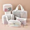 Ny Stor Kapacitet Nät Sminkväska Dragkedja Genomskinlig Kosmetikväska Vattentät Handhållen Toalettväska Resa
