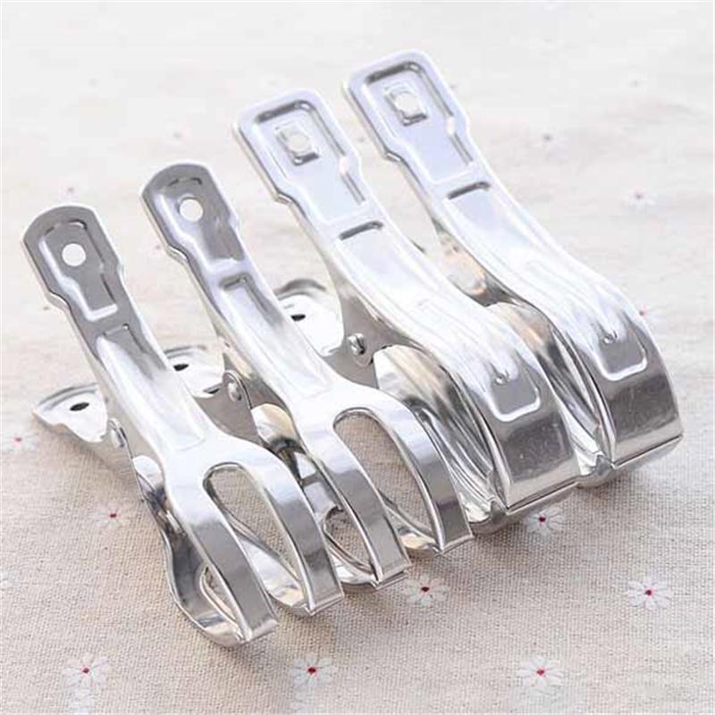 10PCS Large Stainless Steel Clips for Home Drying Down Clothes Quilt Windproof Clothespins Home Laundry Beach Towel Clips