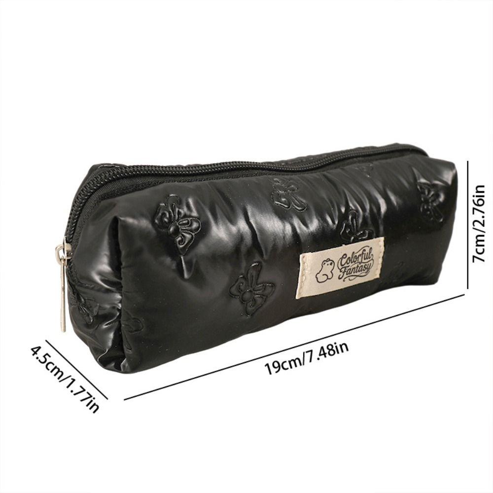 New PU Waterproof Pen Bag Bowknot Patterns Large Capacity Pen Pouch Stationery Organizer Students