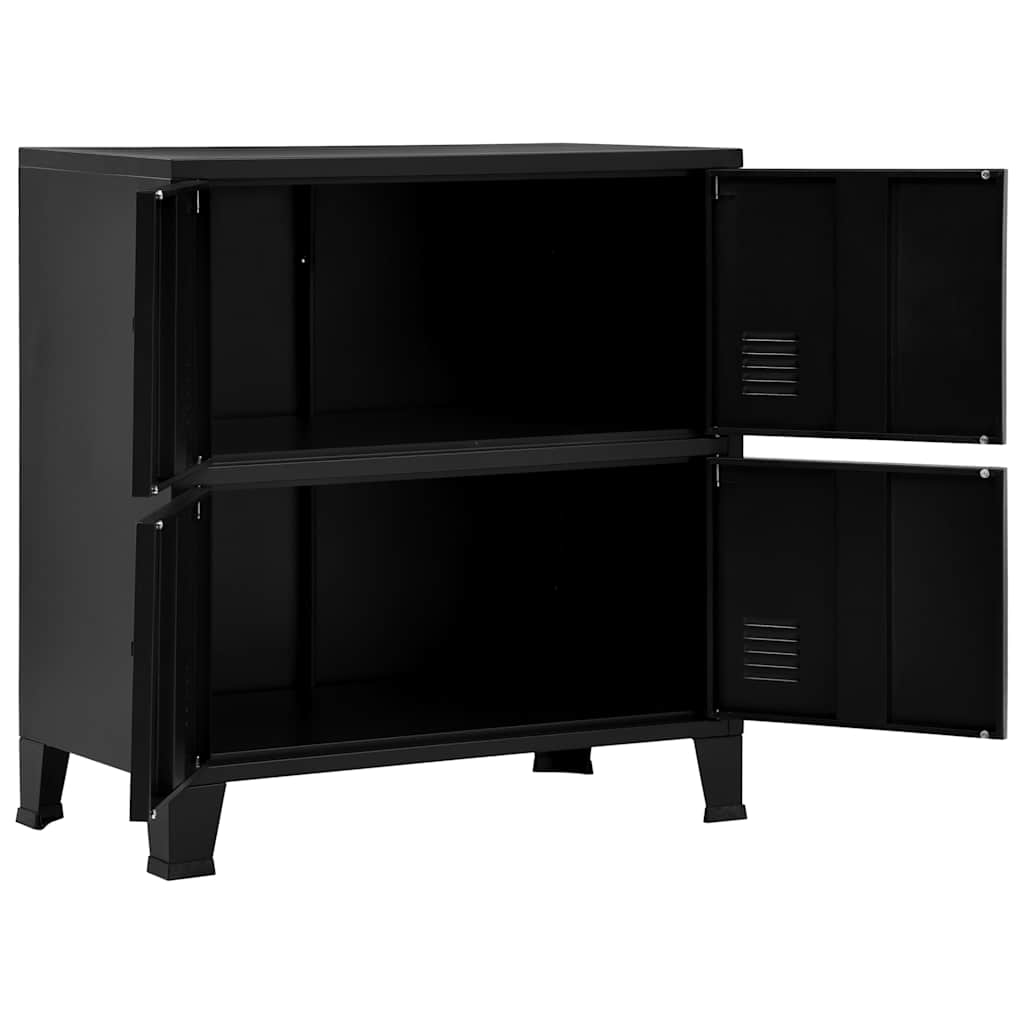 vidaXL Lagerschrank Industrial Schwarz 75x40x80 Cm Stahl