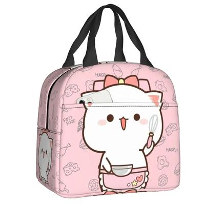 Mochi Katze Koch Pfirsich Isolierte Lunchtasche für Outdoor-Picknick Pfirsich und Goma Wiederverwendbare Thermokühltasche Lunchbox Frauen Kinder
