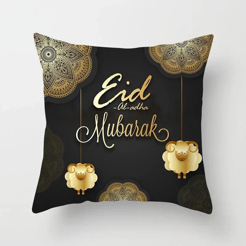 Ramadan Decorative Sheep Pillowcase Eid Mubarak Moon Mosque Cushion Cover Decorative Pillowcase Sofa Living Room Cushion