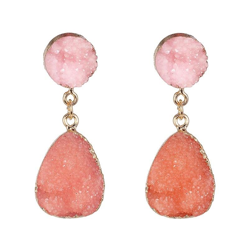 Pendientes de Caramelo Pendientes de Piedra Natural Imitación Pendientes Geométricos Colgante Pendientes de Resina