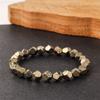 Faceted Stone Bracelet for Men Adjustable Natural Pyrite Wealt Handchain Jewelry for Casual and Formal Event