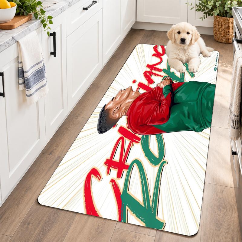 Flannel Kitchen Mat Cristiano Ronaldo Soft Area Rug Non Slip Floor Carpet Home Decoration