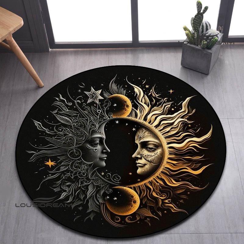 Tree of Life Retro Printed Round Carpet Living Room Bedroom Beautiful Carpet Non -slip Door Pad Floor Mats Birthday Gift