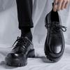 2025 Spring Men's Casual Leather Shoes British Style Black Low-top Martin Boots Thick-soled Big Head Height Increase 98137-R