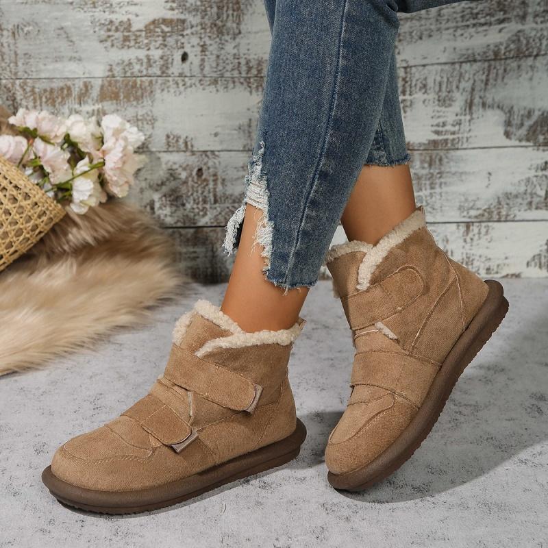 Winter Pelz Schneestiefel Damen Flats Stiefeletten Mode Neu Walking Warme Schuhe Plus Baumwolle Rutschfest Klassisch Mujer Schuhe
