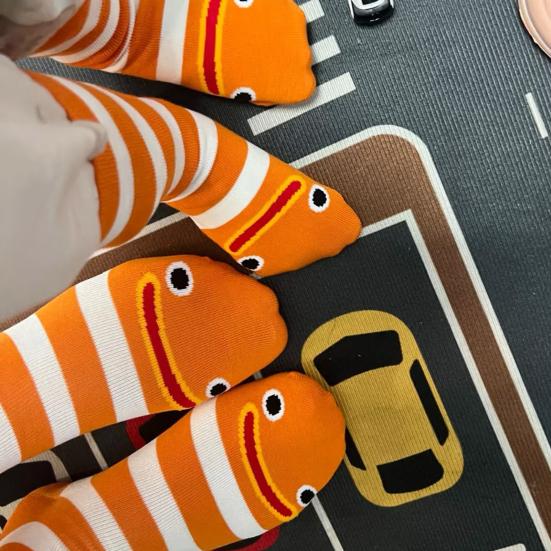 1 Pair Garden Eel Striped Mid-calf Socks Moisture Wicking Breathable Cotton Casual Socks Men Women Stretch Sports Crew Socks