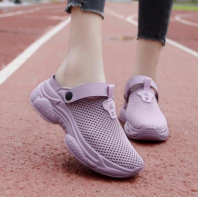 Large Size Solid Color Thick-soled Mesh Shoes, Light and Heightening Shoes In Summer Outdoor Stepping On Shit, Bag Head Sandals, Sports Shoes