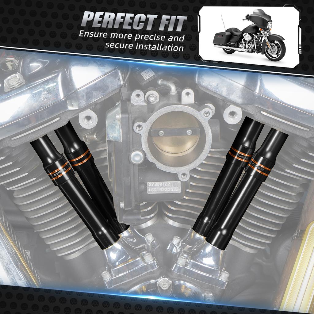 NICECNC Motorcycle Engine Pushrod Covers Set For Harley Street Glide FLHX Road King FLHR 2017-2024 Fat Boy FLFBS CVO Tri Glide