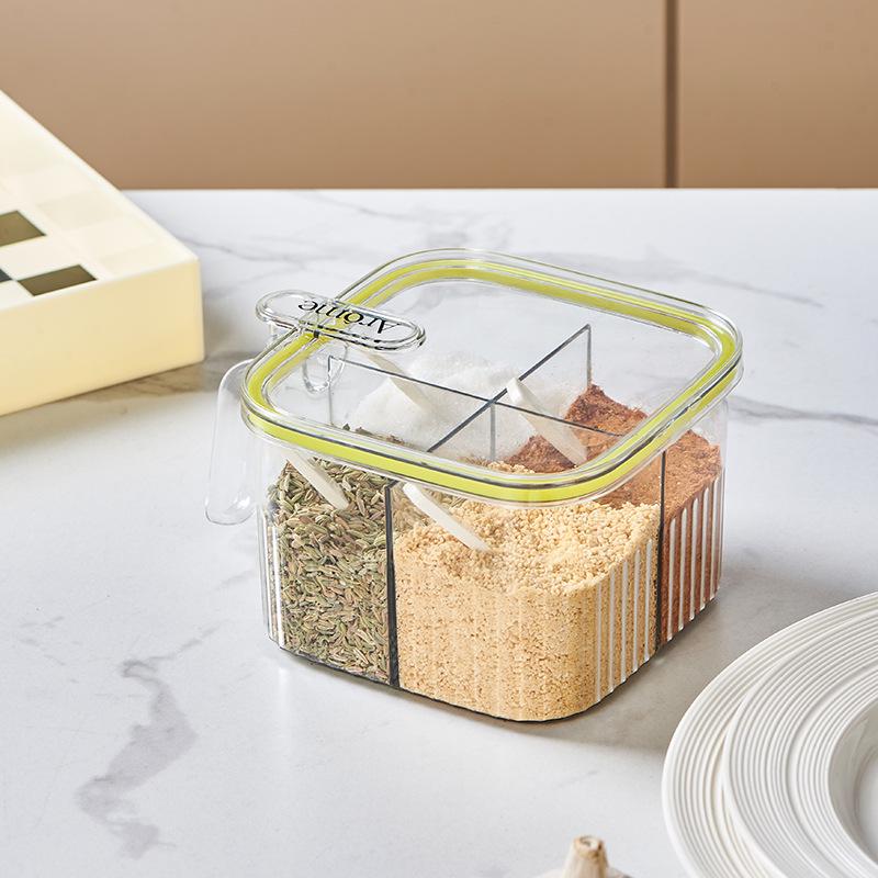 Zásobník na koření odolný proti vlhkosti s lžičkou pro sůl, glutamát sodný a koření