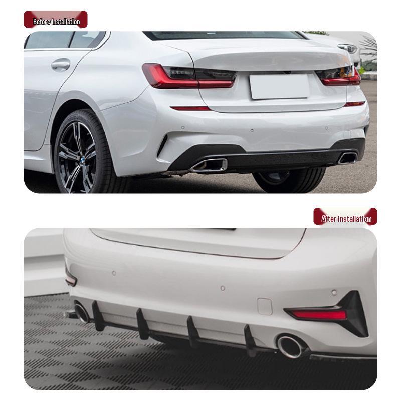 Kompatibilní s BMW řady 3 (G20 Sport, 325i, 330i, 2019) - Modifikační sada zadního difuzoru a křídlového spoileru.