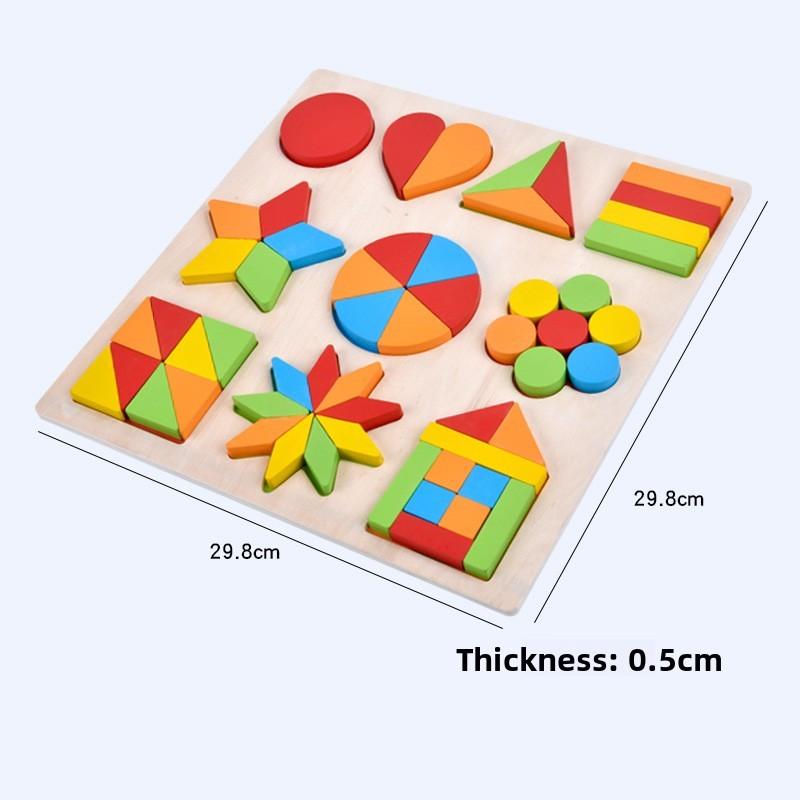 Geometric Shape Puzzle Board For Kids Early Learning Wooden Toy Educational