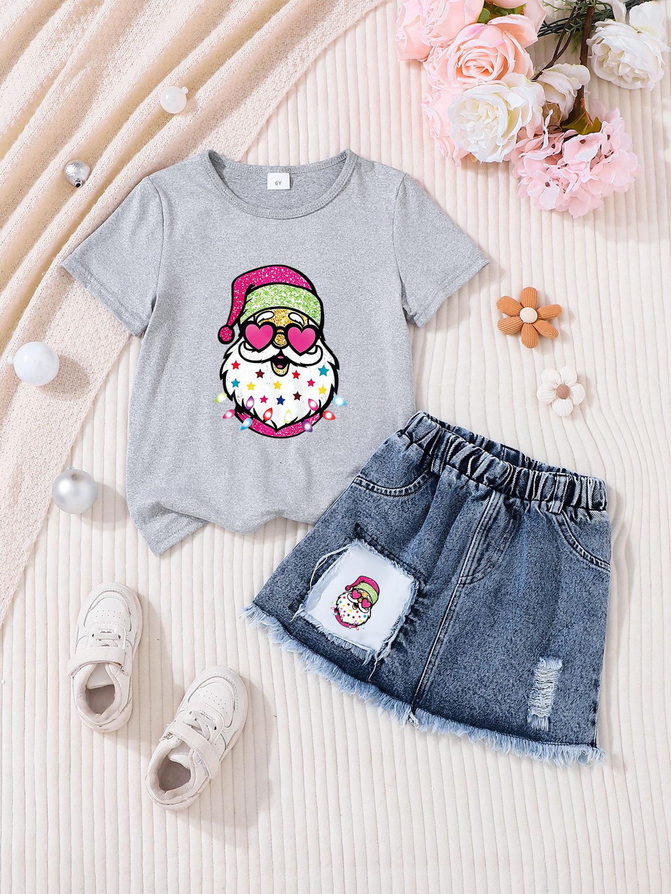 

Girls Casual Fashion Denim Skirt Sets 6Y