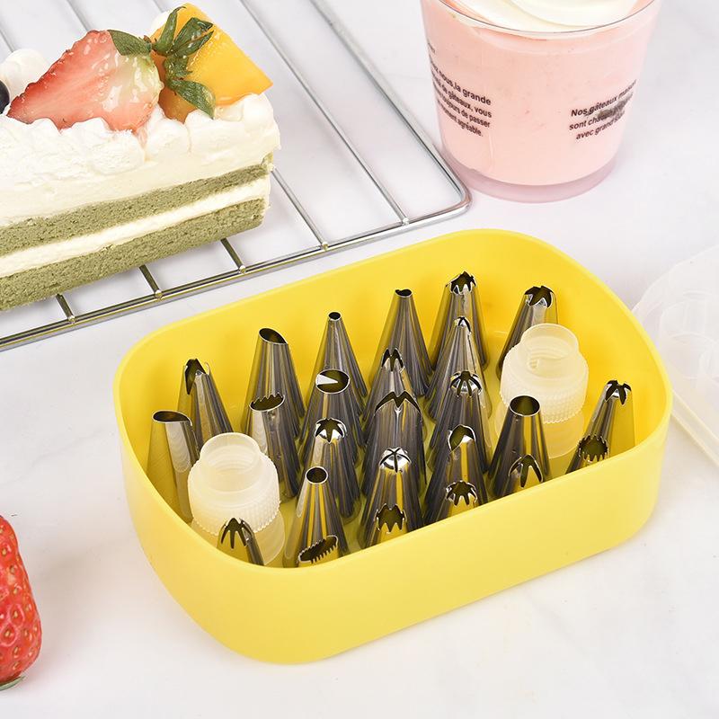 Piping Tip Organizers Box With 25 Pcs Seamless Piping Tips 2 Adapters Nozzles Tip Cake Decorating Tools