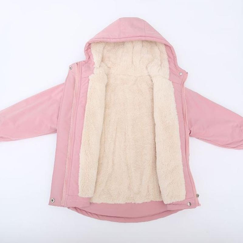 Fashionable Fleece and Thickened Coat for Girls, Casual Cotton-padded Jacket for Children In Autumn and Winter