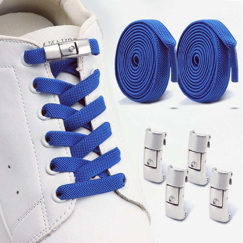 Flat Elastic Shoelace for Sneakers Sport Tieless Shoe Laces Press Lock No Tie Shoelaces One Size Fit All Adult Kids 1Pair/2Pair