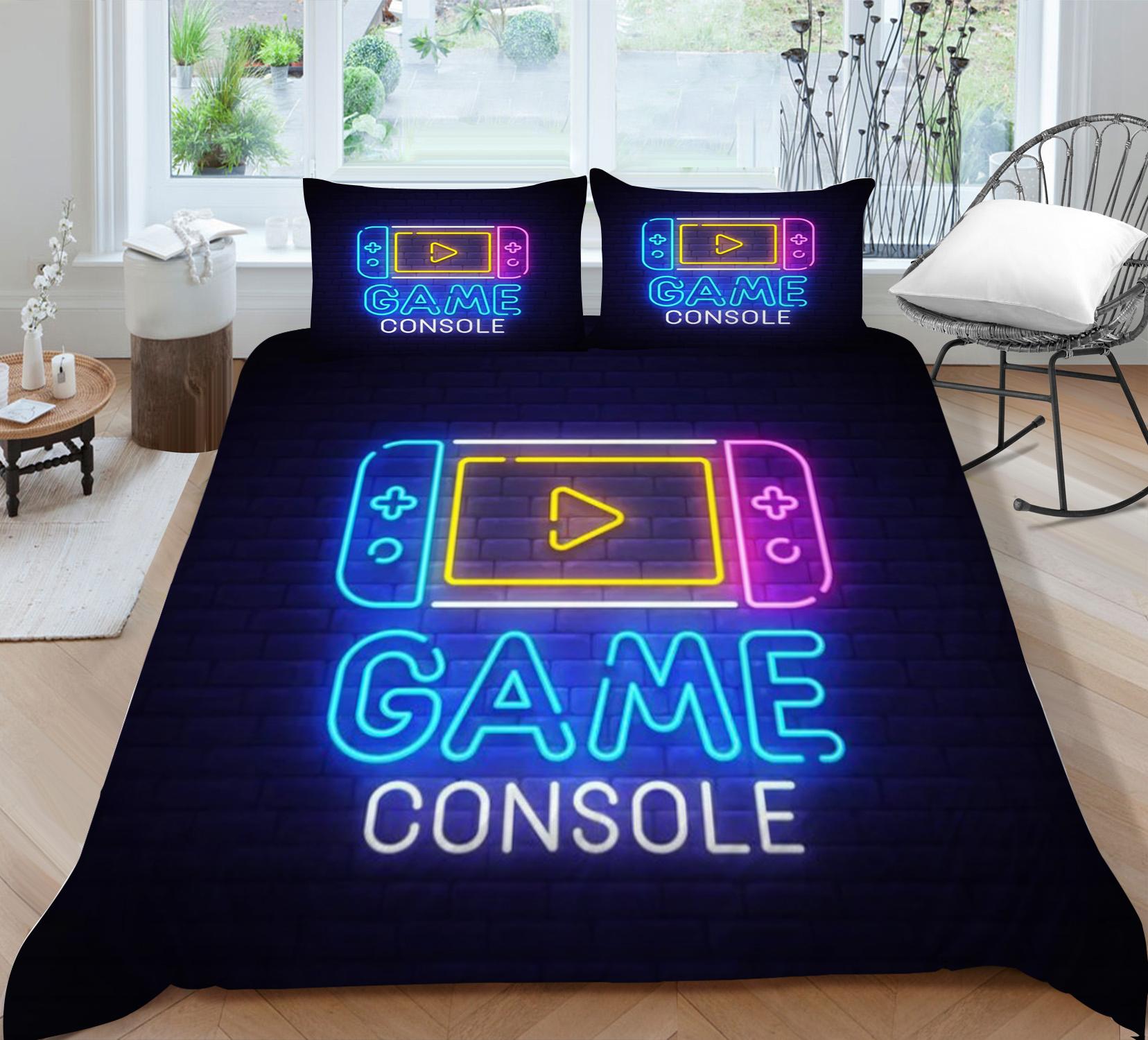 

Роскошный домашний постельный комплект с 3D-рисунком игрового геймпада, полный размер, пододеяльник и наволочка для мальчиков и мужчин, любителей игр, для комнаты геймера, спальни EU King 220x240cm