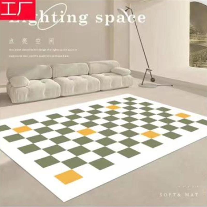 

Спальня Гостиная Ковер Современная Прямоугольная Комната Прикроватный Журнальный Столик Диван Шахматный Ковер 80×120cm