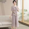 Elegant Chiffon New Chinese Style Summer Set for Middle-Aged Women