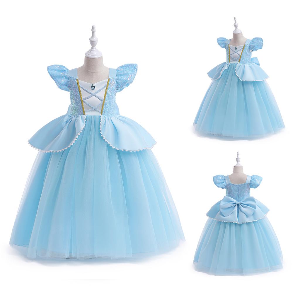 Princess Dress Girls Cosplay Dress Mesh Fluffy Dress Sophia Long Hair Children's Dress