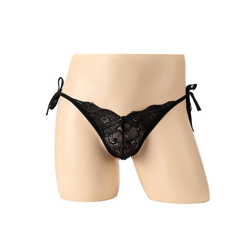 Męska bielizna erotyczna, przezroczysta koronka woreczek woreczek jajko ultracienkie stringi trójkąt miłości, seksowna niska talia seks