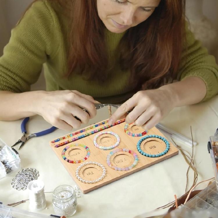 Wood Jewelry Designing Board Unique Bead Storage Plate Organization Tray for Bracelet and Necklace Projects