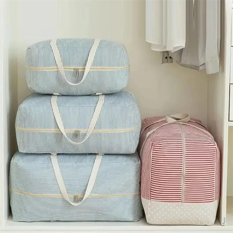 Modern Striped Print Pattern Storage Bag Home Quilts Clothes Dust-proof Storage Bag Large Capacity Moving Luggage Packing Bag