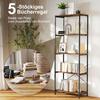 5-Tier Bookshelf, Industrial Bookcase with Metal Frame - Rustic Brown and Black