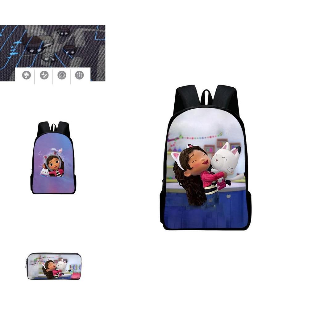 Gabby's Dollhouse Backpack Featuring Stylish Cartoon Design And Adjustable Shoulder Straps For Students