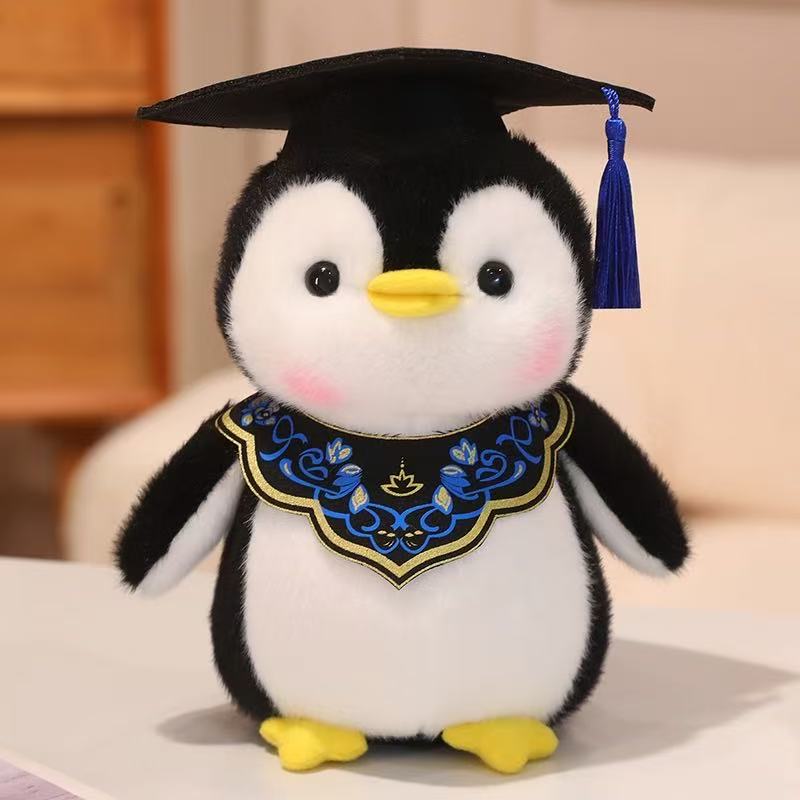 Cute Penguin Plush Toy With Hat Kawaii Stuffed Animal Cartoon Doll Soft Throw Pillow Kids Birthday Gift