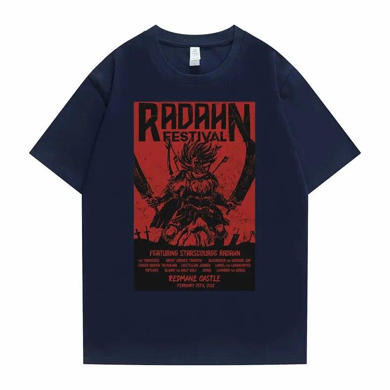 Radahn Festival Grafikdruck T-Shirts Unisex Damen Anime Cartoon Stil T-Shirt Unisex Mode Übergroßes T-Shirt Vintage Streetwear