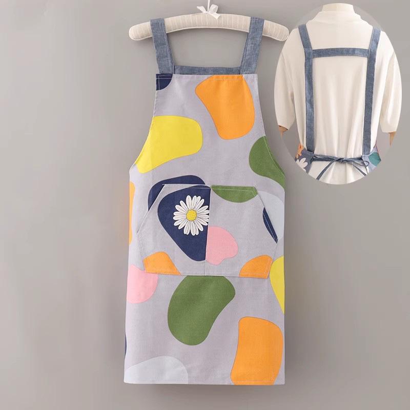 Летний дышащий женский холщовый фартук для готовки в японском стиле
