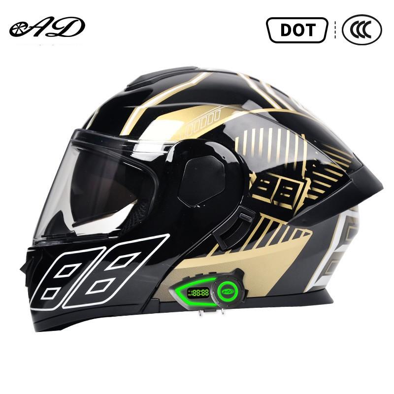 Bluetooth-Enabled Full Face Motorcycle Helmet With Dual Visors DOT 3C Certified All-Season Flip-Up Design Men Women