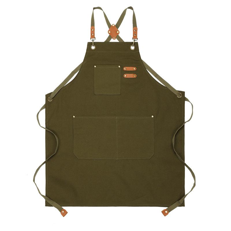 Women Men Apron Kitchen Cooking Apron With Pockets Canvas Apron Cross Back Adjustable Work Apron For Woodworking Workshop