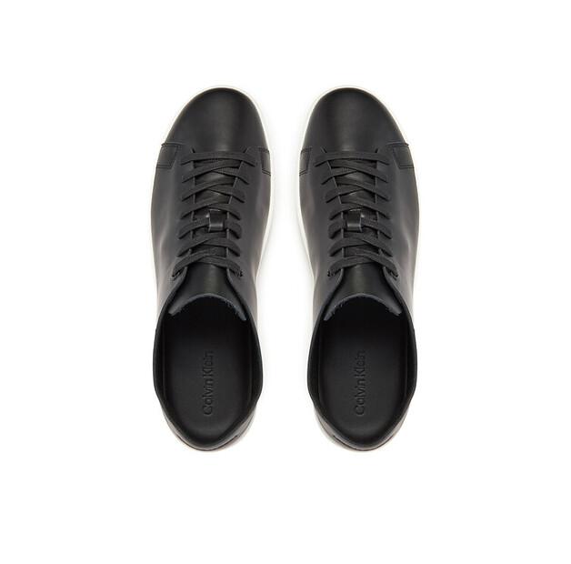 Men's Calvin Klein Low Top Lace Up Unlined Lth Sneakers Hm0hm01885 Black