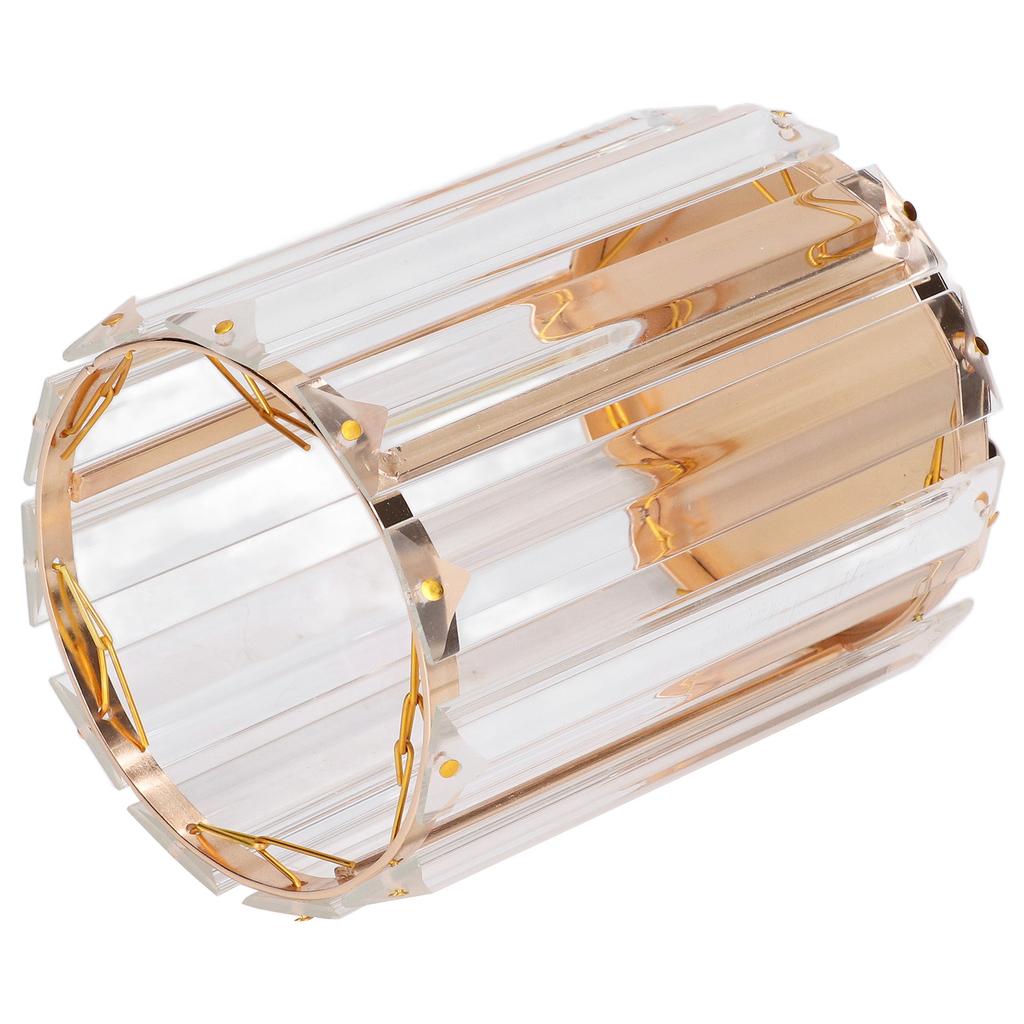 Cosmetic Brush Holder Transparent Glass Round Decorative Desktop Pen Storage Organizer BoxGold