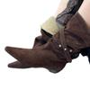 Rindslederversion~ Stiefel mit breitem Schaft zum Stapeln Stiefel mit mittelhohem Schaft Nischendesign Wind spitze Zehen Schnallengürtel Western-Cowboystiefel Damen