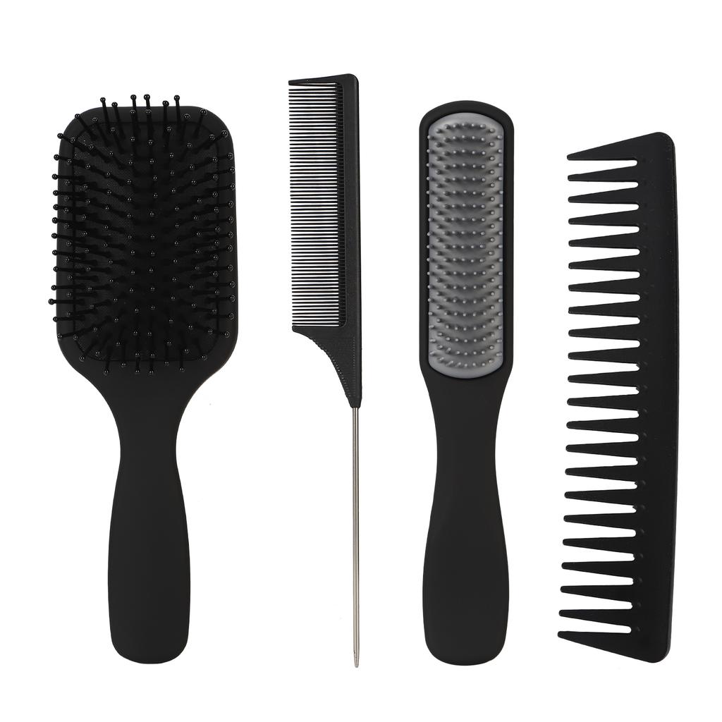 Hair Brush Comb Set Detangling Hair Brush Tail Comb Wide Tooth Comb Styling Tool Kit Black