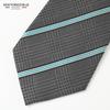 [New Yorker Blue] Striped (Glen Check Pattern) Necktie NB922514 Gray, One Size Fits All, Business Suit Style, Gift