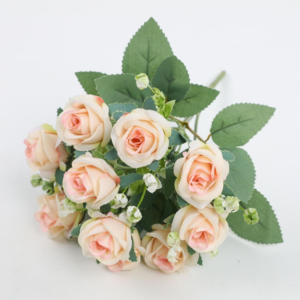Simulation Flower Mini Rose Wedding Bride Holding Bouquet Living Room Flower Arrangement Decoration Gradual Change Rose