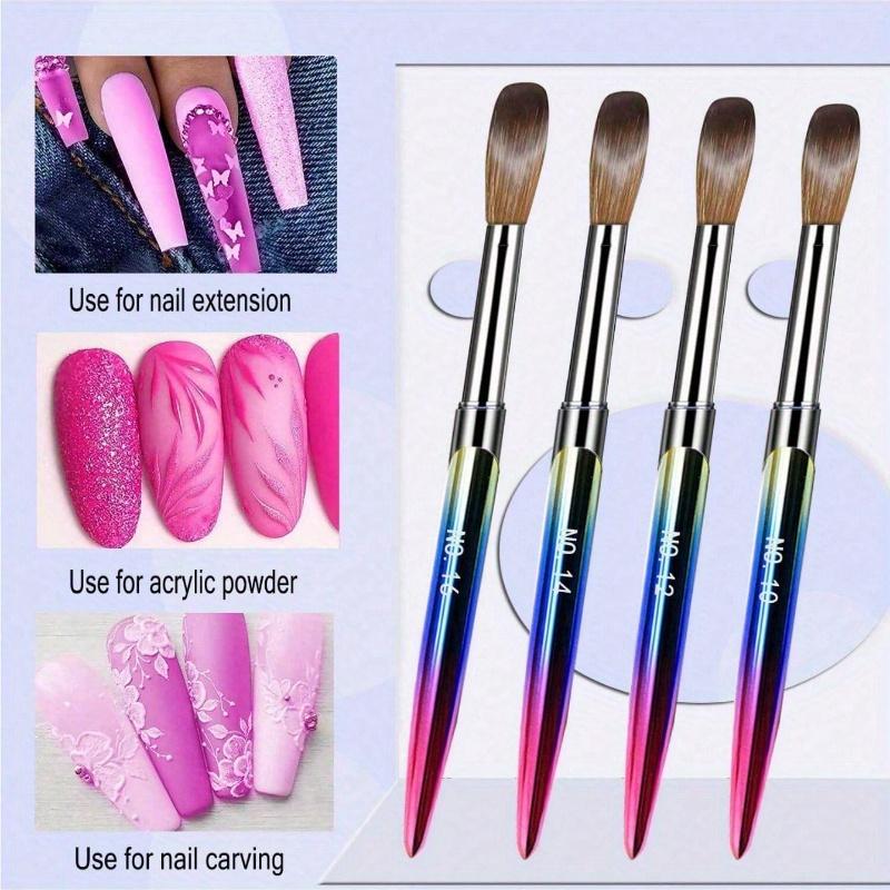 4Pcs Acrylic Nail Brush Set Acrylic Powder Brush Poly Extension Gel Brush Nail Polish Carving Pen for Women Home Solon Diy Nail Art Brushes Nail Pen
