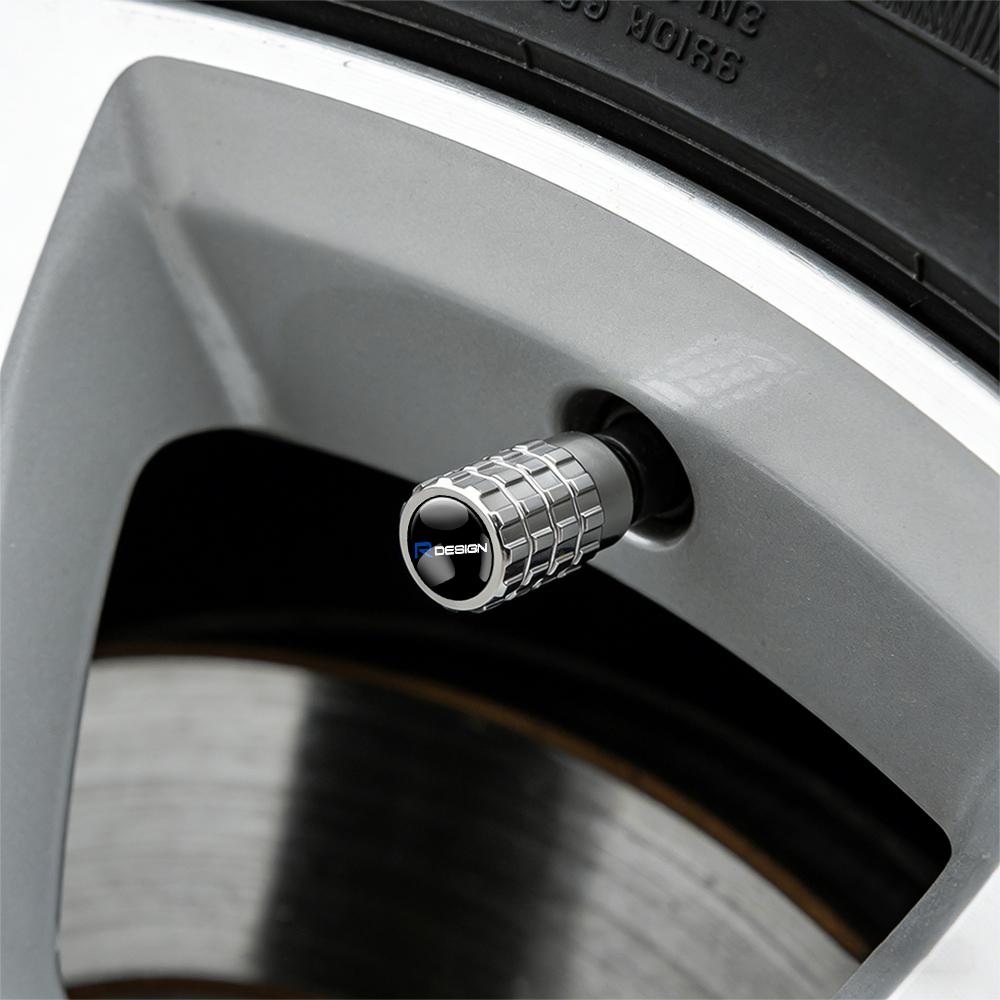 4Pcs Metal Car Wheel Tire Valve Caps Stem Case Cover For Volvo R DESIGN V60 XC60 XC90 S60 XC40 V40 S80 T6 V90 EX90 S90 V70