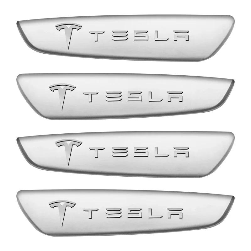 Car Sticker 2025 Hot 2Pcs 3D Metal Car Body Sticker Trunk Decorative Badge Emblem Decal Accessories For Tesla Model 3 Y S X 2021