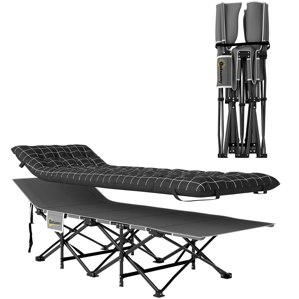 67cm Breites Klappbett, Campingliege für Erwachsene mit Matratze, Aufbewahrungstasche, Tragetasche, Max. Belastung 150kg, Schwarz