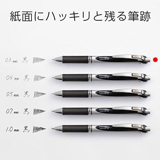 Pentel Ballpoint Pen Gel Ink EnerGel Knock Type 0.3mm Silver Barrel BLN73-A Black