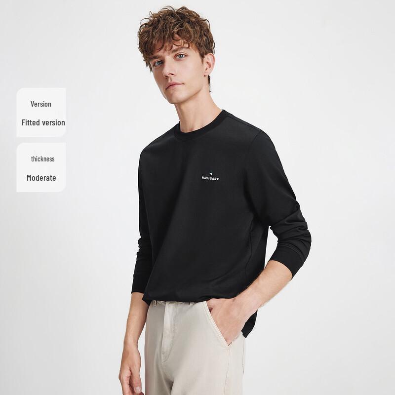 Navigare Men's Minimalist Commuter Long-Sleeve Crew Neck T-Shirt